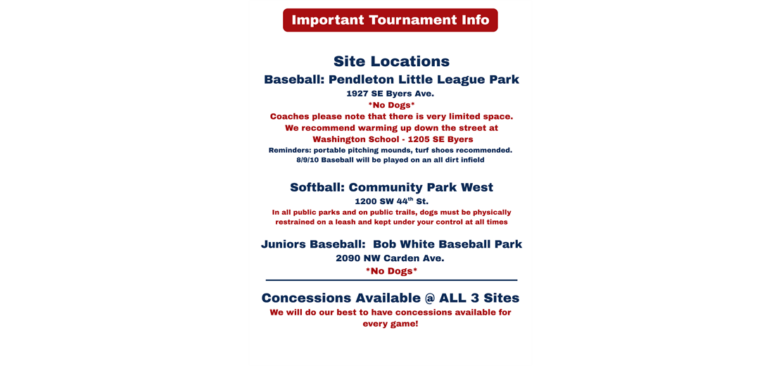 All Star Tournament Site Locations